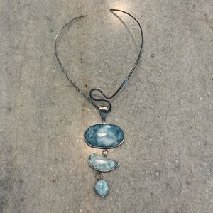 STUNNING Sterling Silver & Larimar Stone Necklace